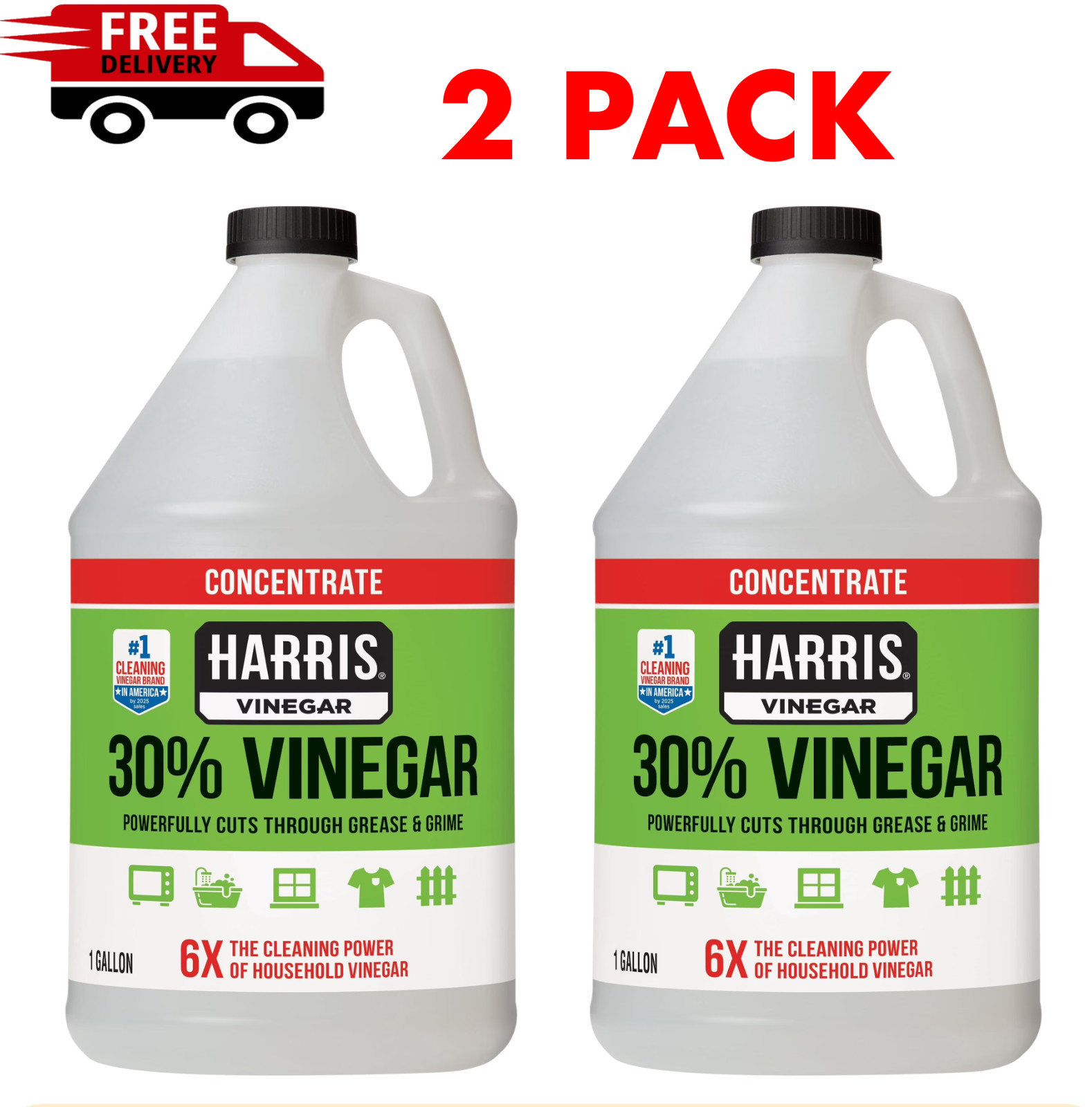 2 Pack- Harris 30% Vinegar Concentrate 1Gal Industrial Strength Cleaning Vinegar