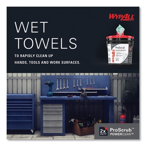 WypAll Clean ProScrub Wipes, Cloth, 9.5×12, Citrus, 75/Bucket, 6 Buckets/Carton