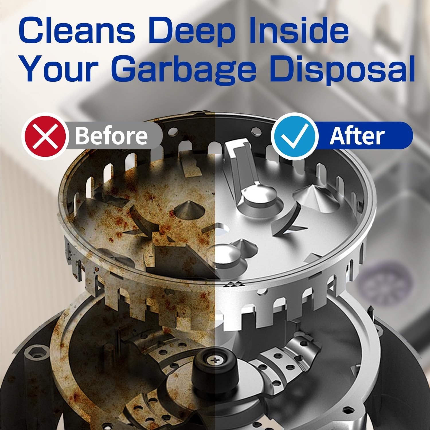 12 PCS Household Garbage Disposal Cleaner Tablets Fresh Lemon Deodorizer Pods