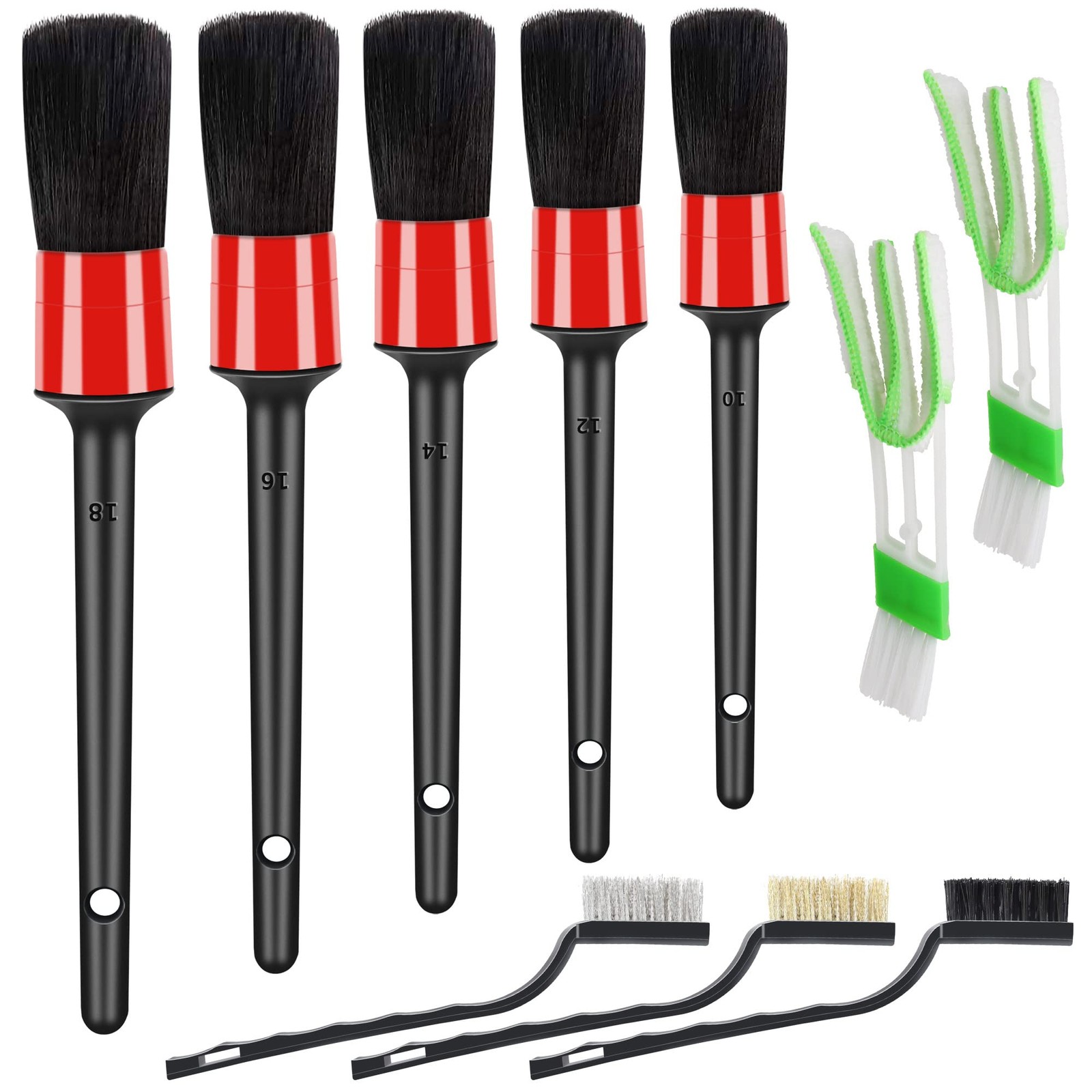 10pc Auto Car Detailing Brush Set Interior Exterior Cleaning Kit with Dashboard