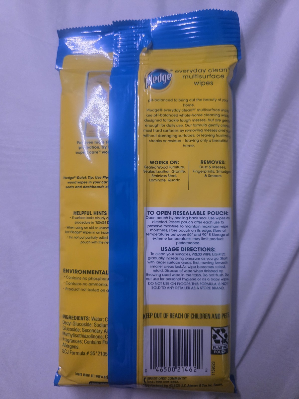 5 Packs of 25 Pledge Multi-Surface Wipes, Fresh Citrus/125 wipes
