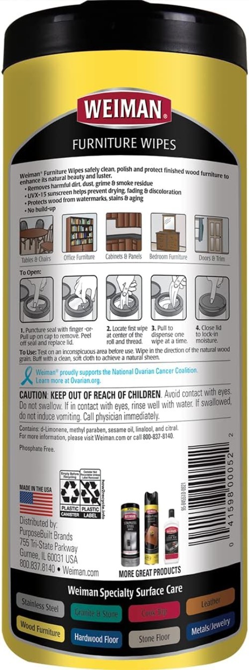 Wood Polish and Cleaning Wipes, For Furniture Cleaner, Protect from Watermark…