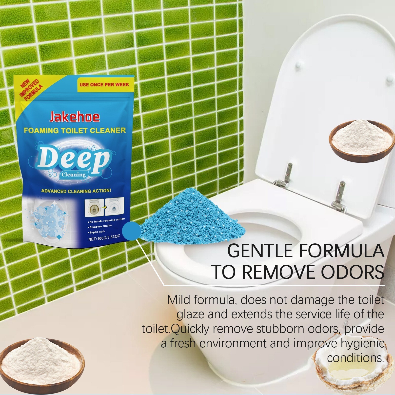 1-5x Splash Foam Toilet Bowl Stains Cleaner Powder 100g Remove Odor Stains Fresh