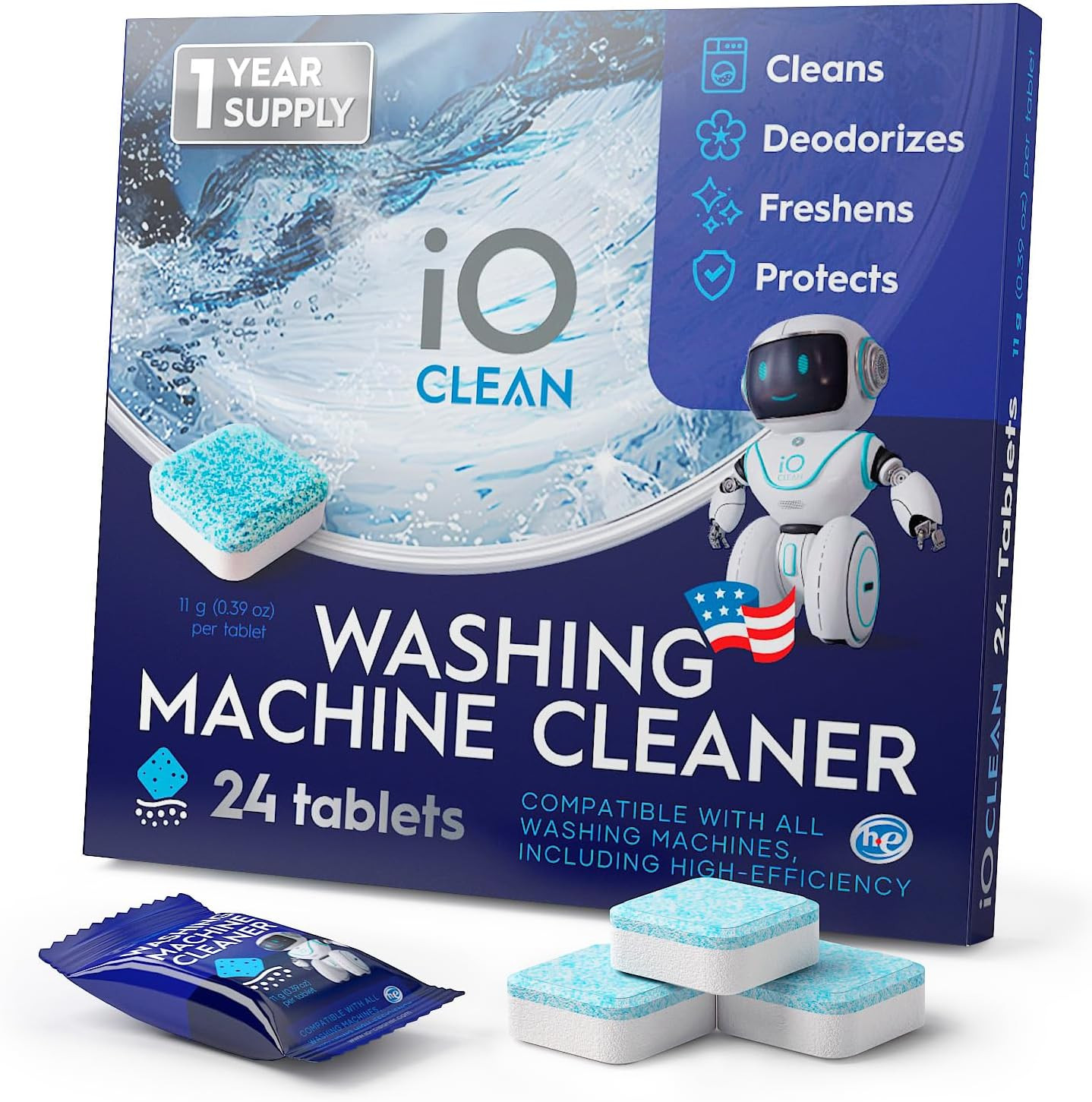 Washing Machine Cleaner and Descaler Tablets 24 Pcs – Deep Clean and Descaling f