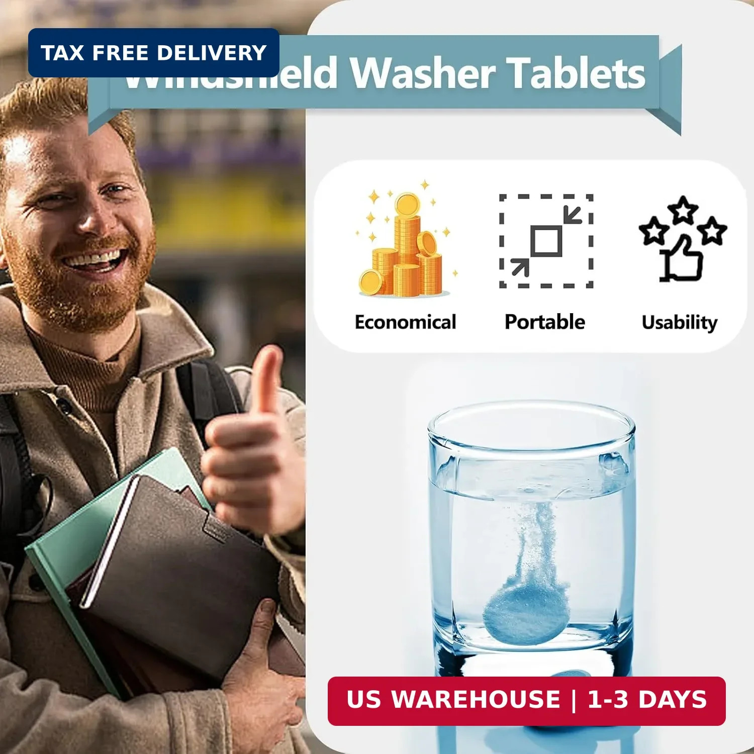400pcs Car Windshield Washer Tablets – Concentrated Glass Cleaning Tablet Set