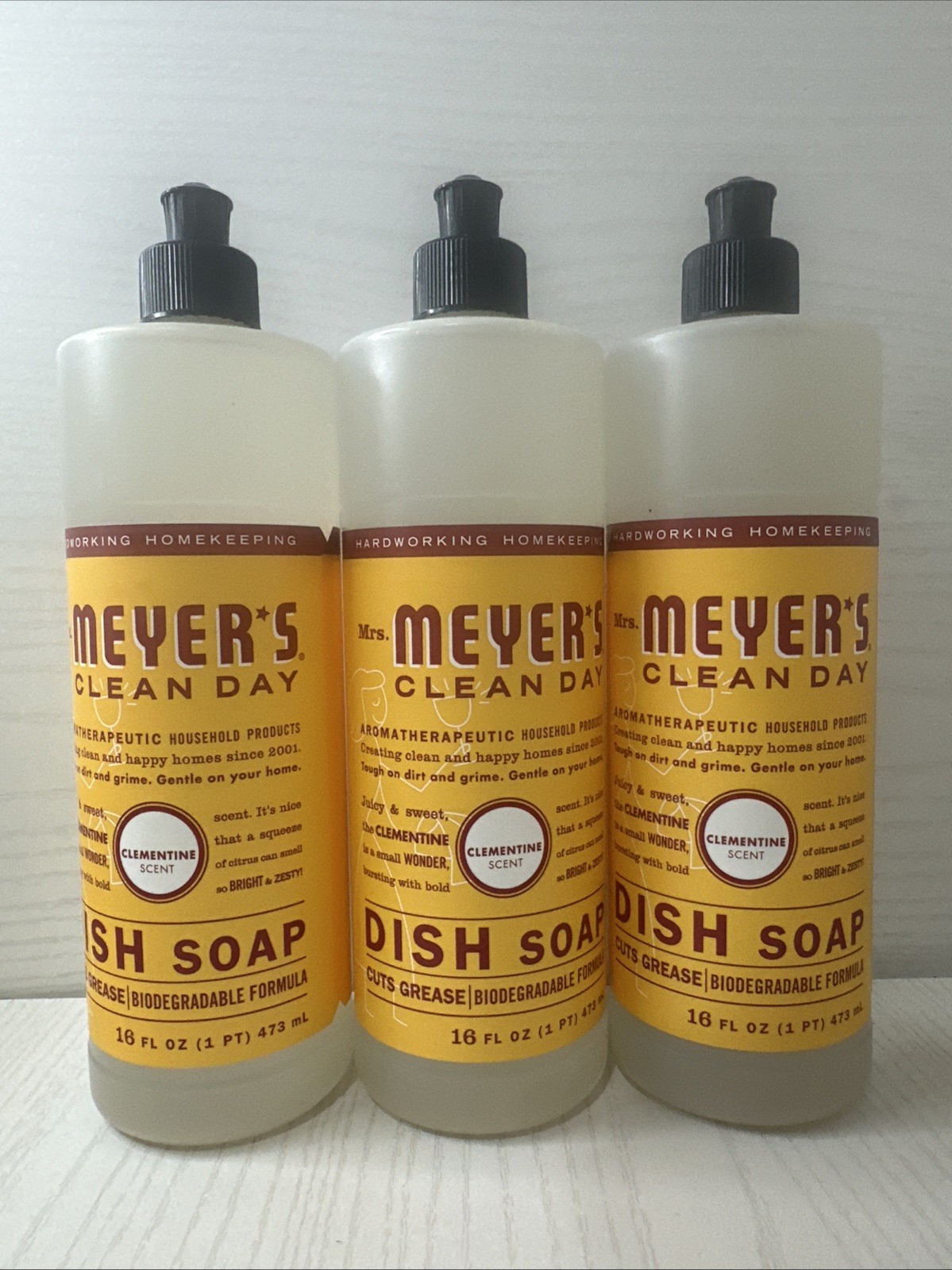 Mrs. MEYER’S CLEAN DAY Dish Soap, Clementine Scent, 16oz (Pack of 3)