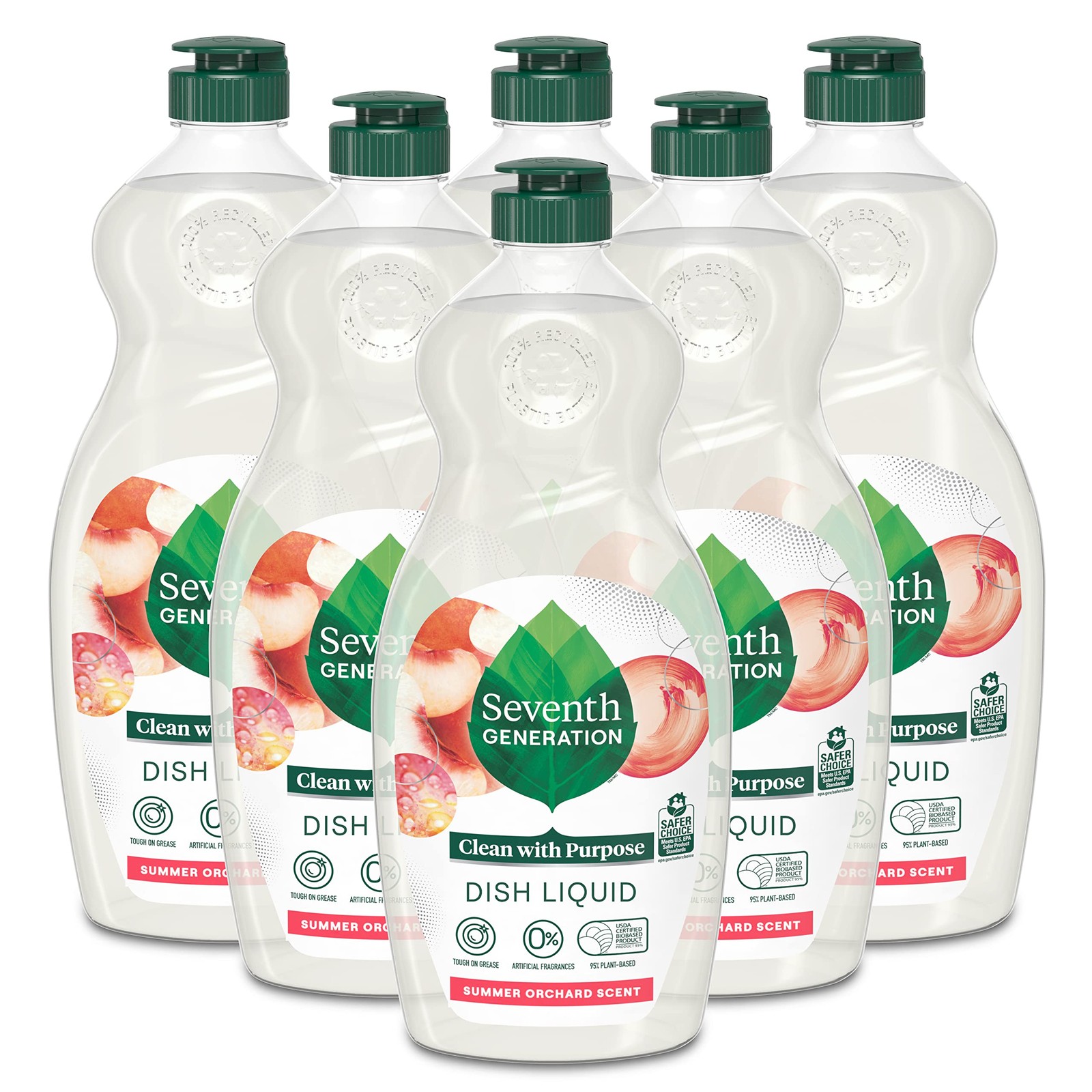 Seventh Generation Dish Soap Summer Orchard Scent 6 Pack 19 oz
