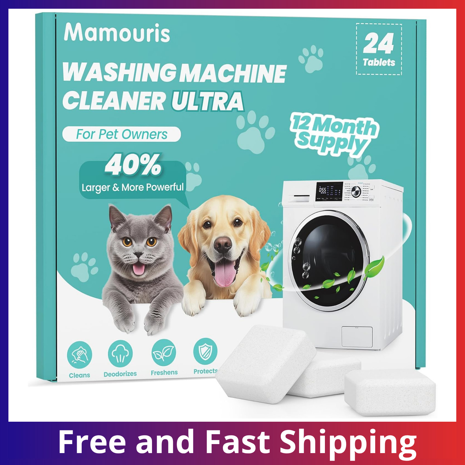 Uproot Clean Washing Machine Cleaner Tablets – 24 Pack for a 12 Month Supply. Fo
