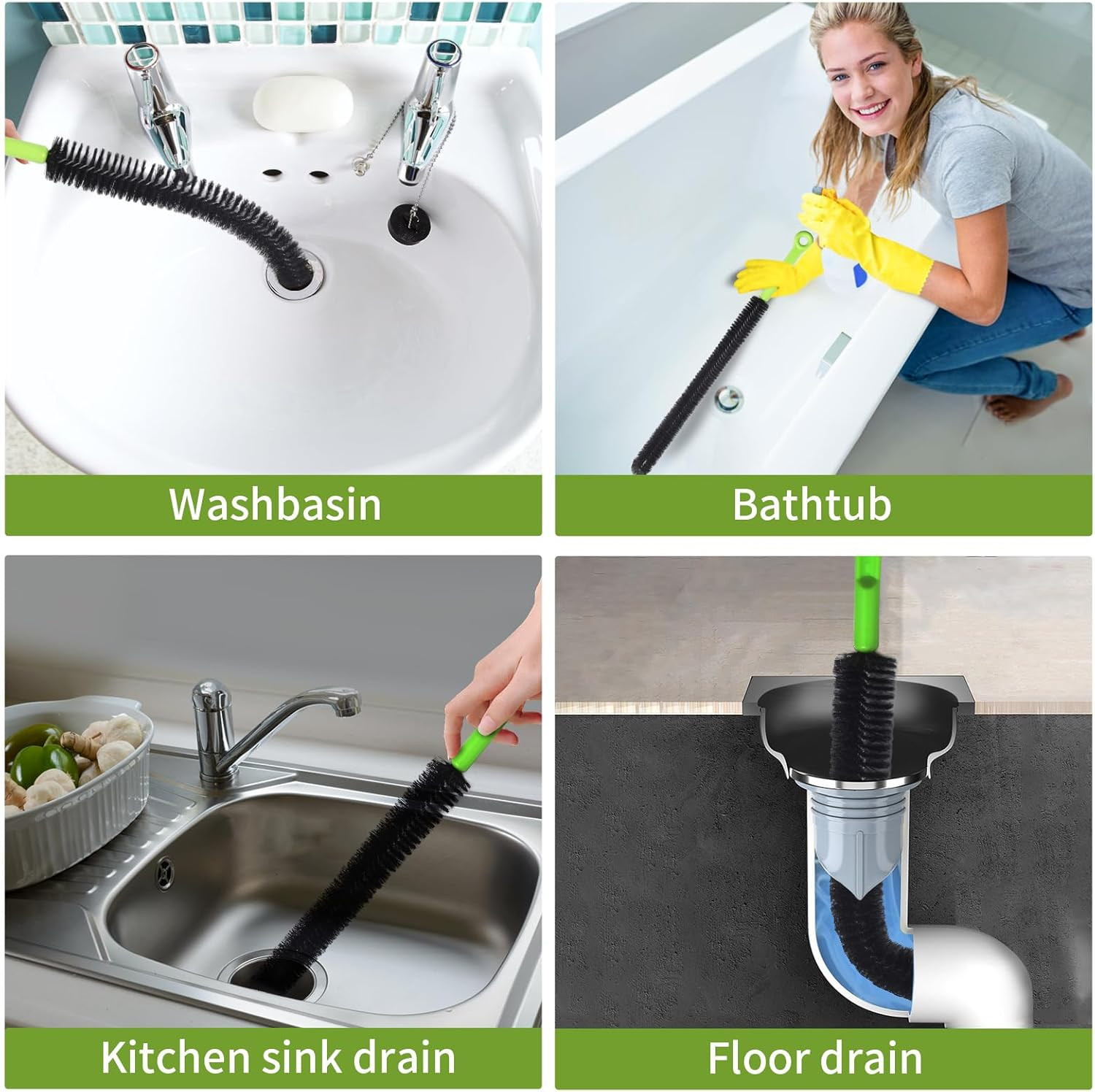 2 Pcs 17” Flexible Sink Drain Cleaner Brush Long Pipe Cleaner Brush for Cleaning