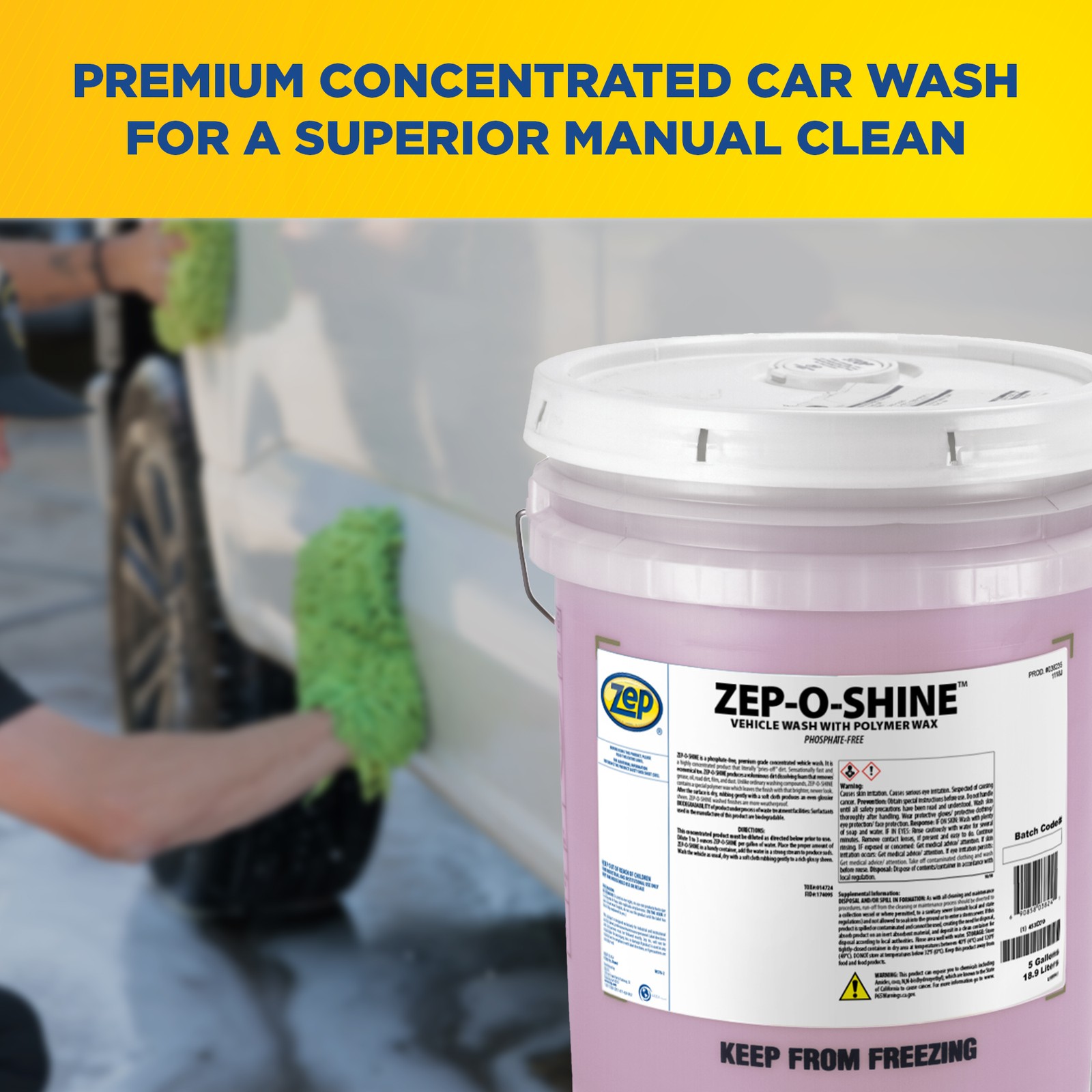 Zep-O-Shine Car Wash Concentrate – 5 Gallon (One Bucket) 38235