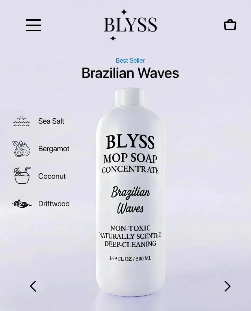 Blyss Natural Scented Mop Soap Flavour Brazilian Waves 4 Packs