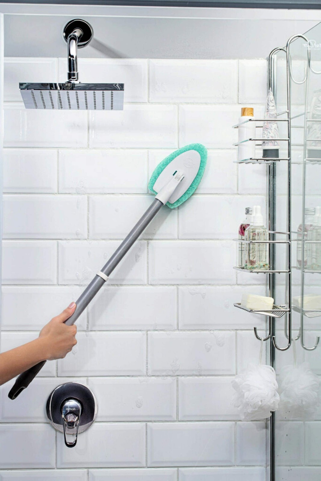 Scotch-Brite Shower Scrubber Poly Fiber Stiff Tile Grout Brush Tub Bathroom New