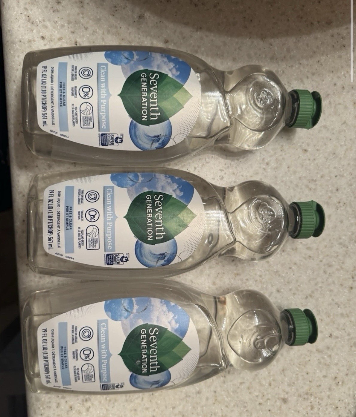 Seventh Generation Dishwashing Liquid Unscented 3 Pack 19 fl oz EPA Safer Choice