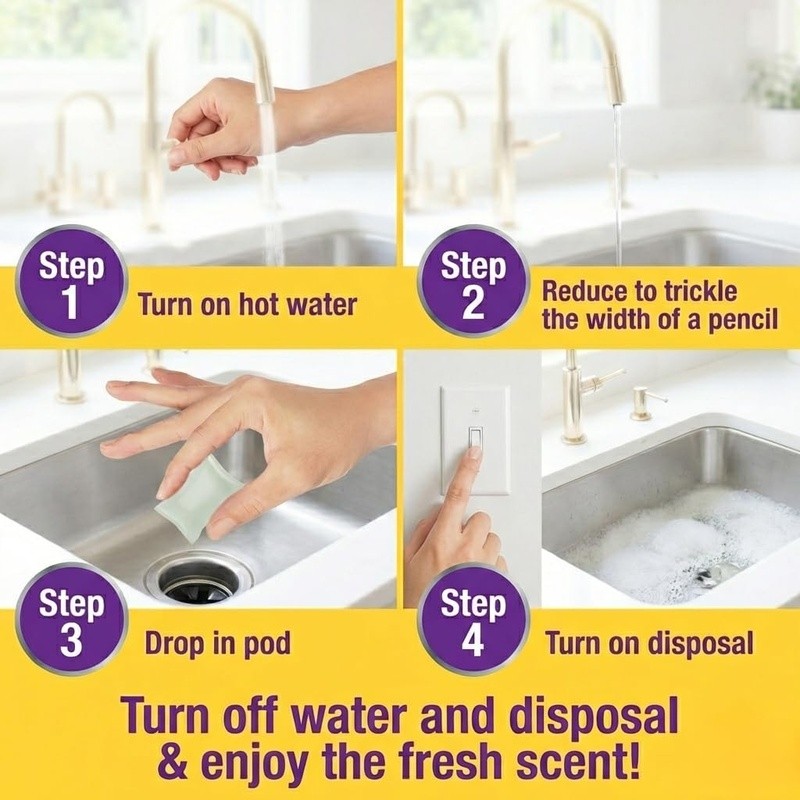 Garbage Disposal Cleaner Pods Foaming Action Citrus Odor Removal Kitchen Care US