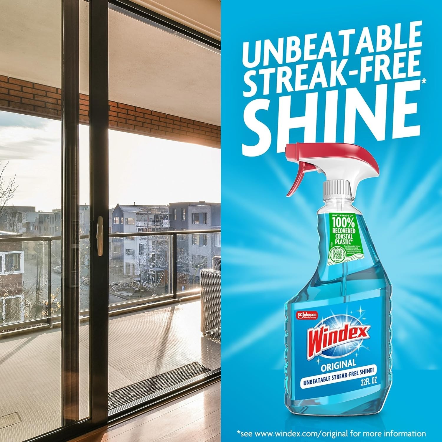 Windex Glass and Window Cleaner Spray Bottle, Original Blue, 23 fl oz