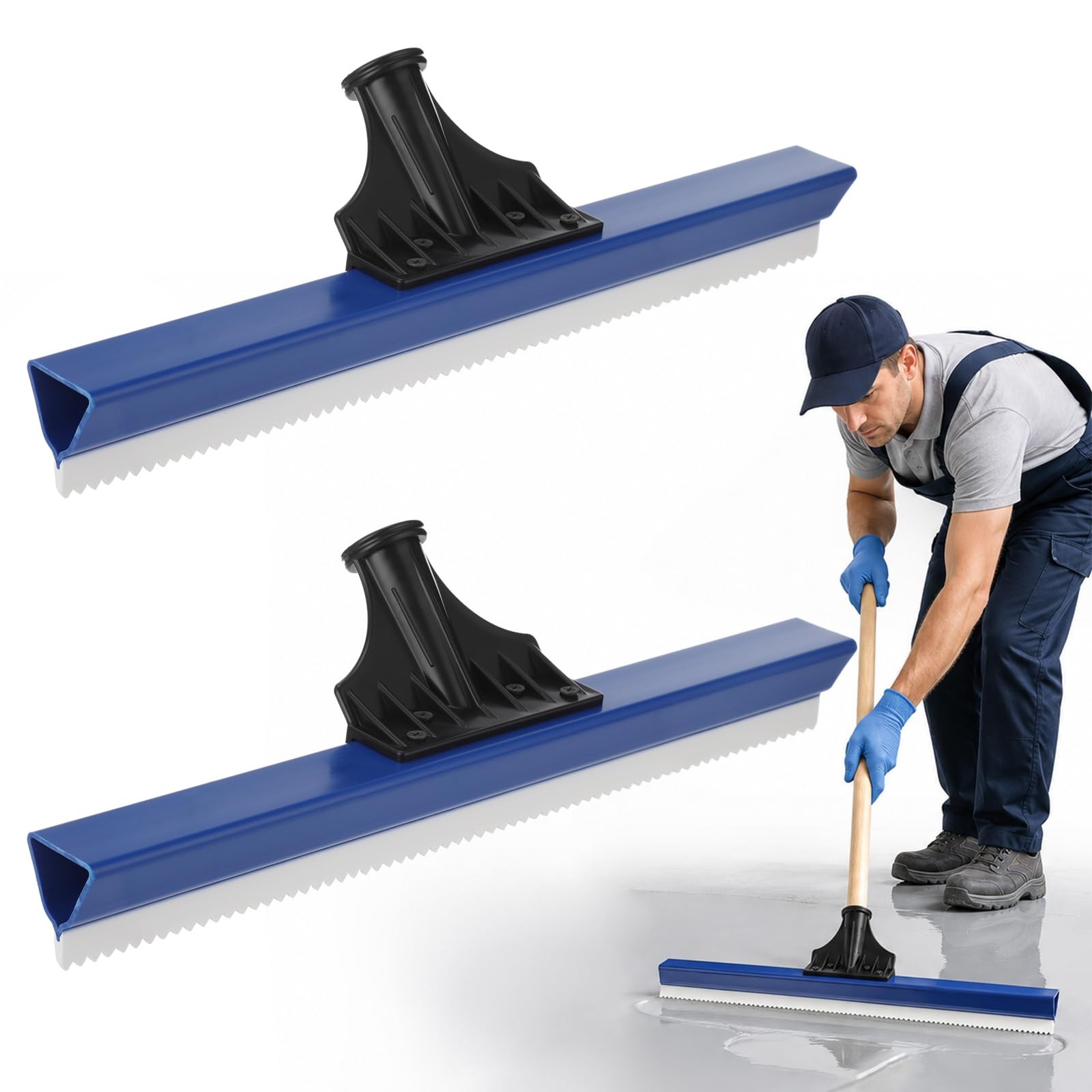 2 Pack 16-Inch Epoxy Squeegee, Lightweight Floor Squeegees with Handle Connec…
