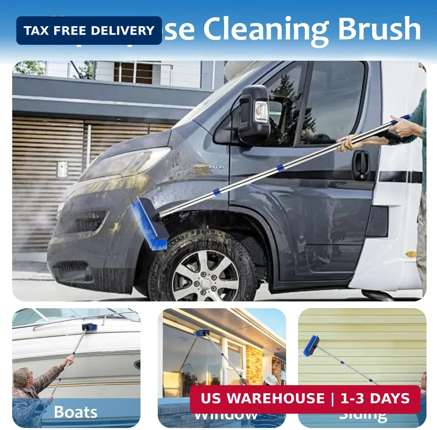60″ Car Wash Brush with Long Handle, Soft Bristle Car Washing Brush Cleaning Bru