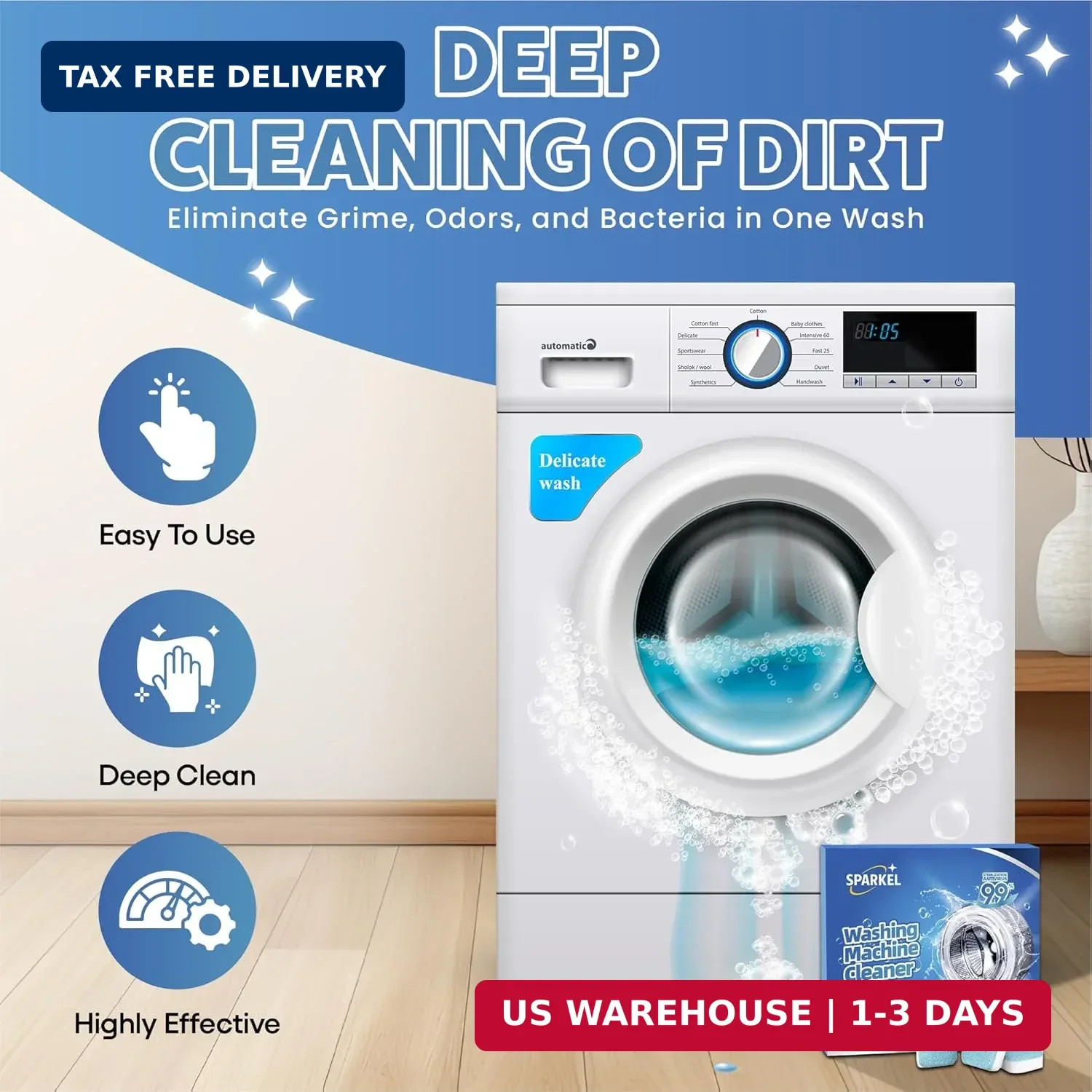 Washing Machine Cleaner Descaler Tablets 12 Pack (1 Year Supply) – Deep Cleaner