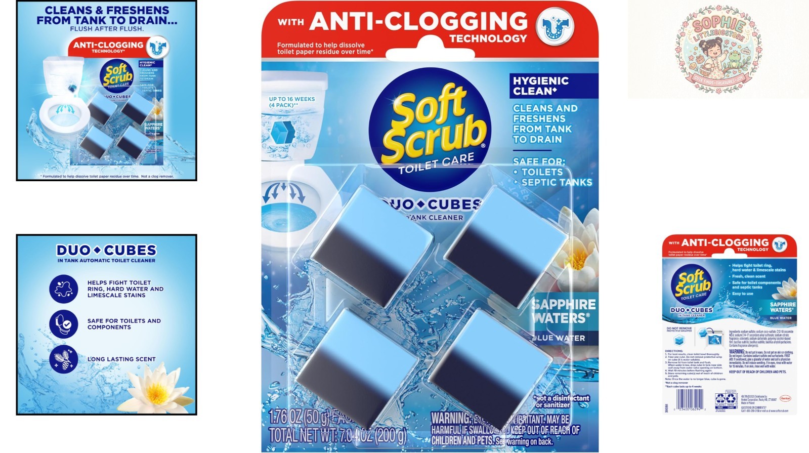 4 Count In-Tank Toilet Cleaner Duo-Cubes – Fights Stains with Sapphire Scent