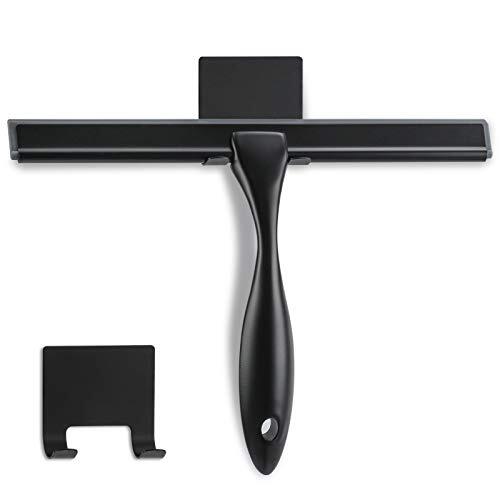 Shower Squeegee 10-Inch Matte Black Squeegee All-Purpose Stainless Steel