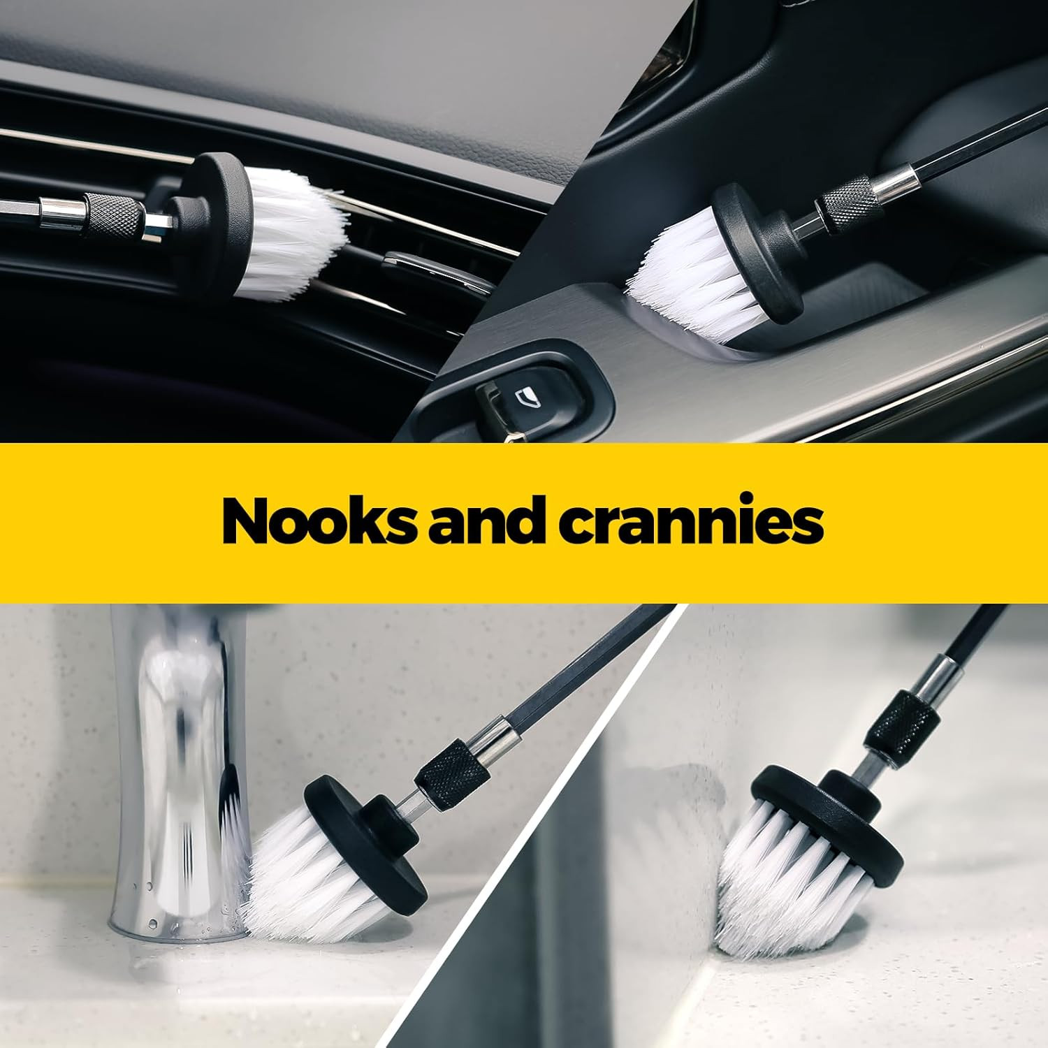 5Pack Drill Brush Attachment Set-Car Interior Detailing Kit，Power Scrubber Brush