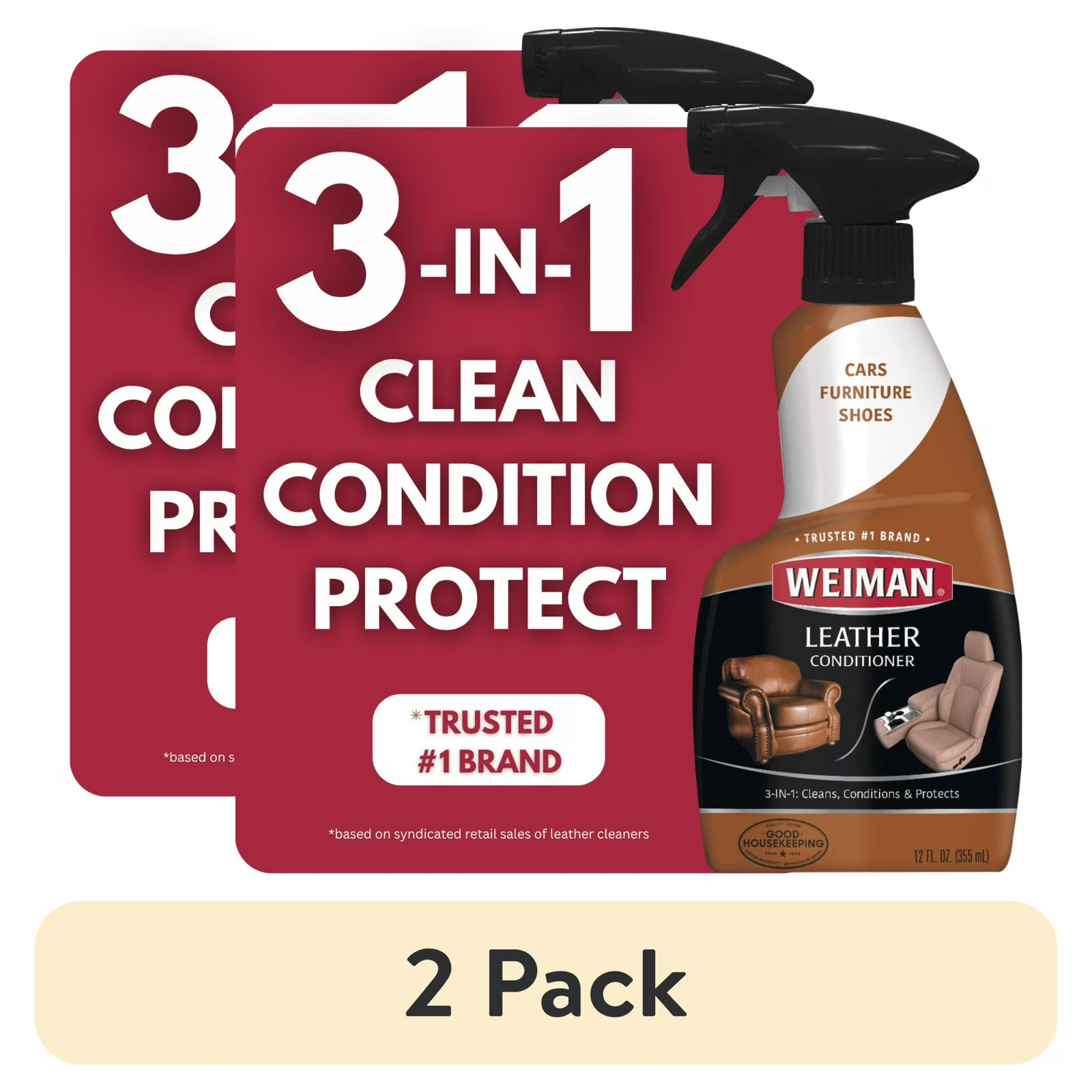Weiman LEATHER CONDITIONER CLEANER Protect Restore Car Auto Seat Sofa 12oz spray