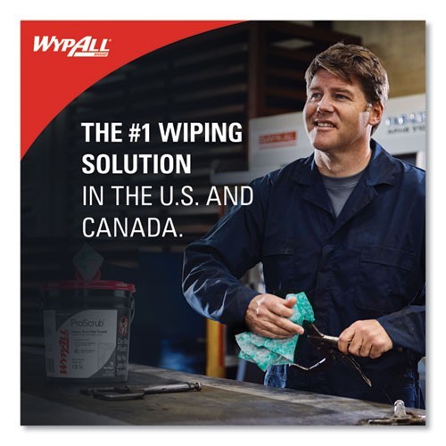 WypAll Clean ProScrub Wipes, Cloth, 9.5×12, Citrus, 75/Bucket, 6 Buckets/Carton