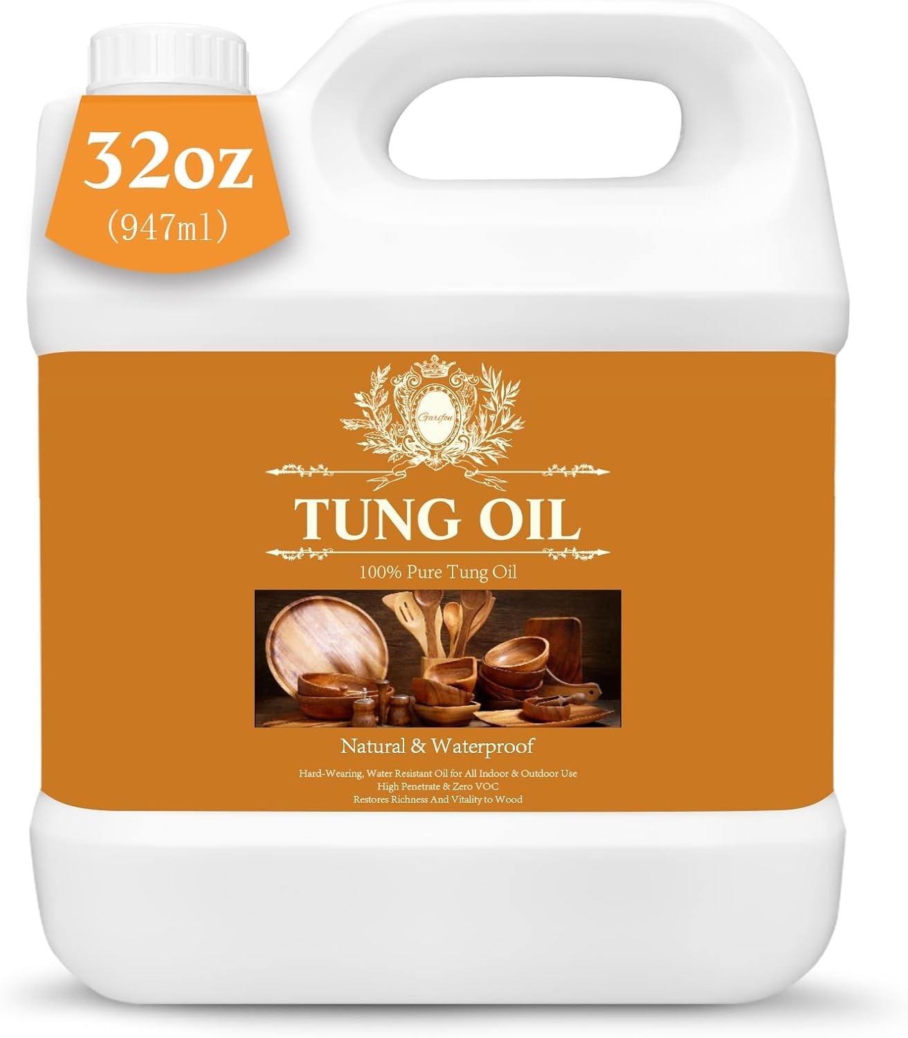 100% Pure Tung Oil Wood Sealer Food Safe Waterproof Finish for Outdoor Furniture