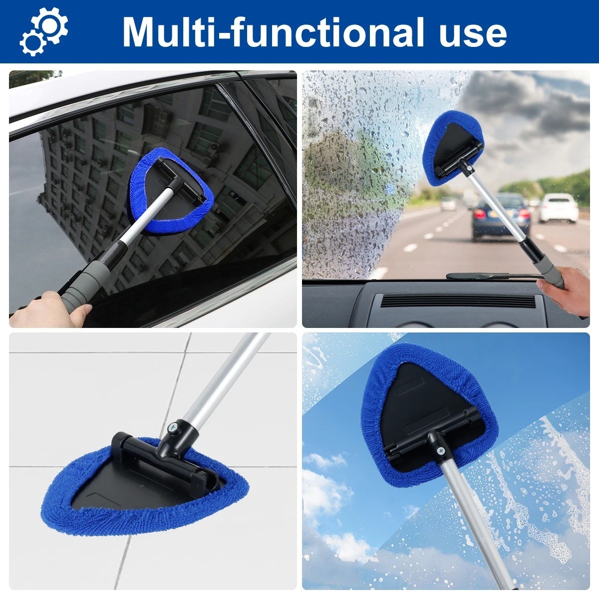 Windshield Cleaning Tool Kit Car Window Glass Wiper Cleaner Brush Pad Extendable