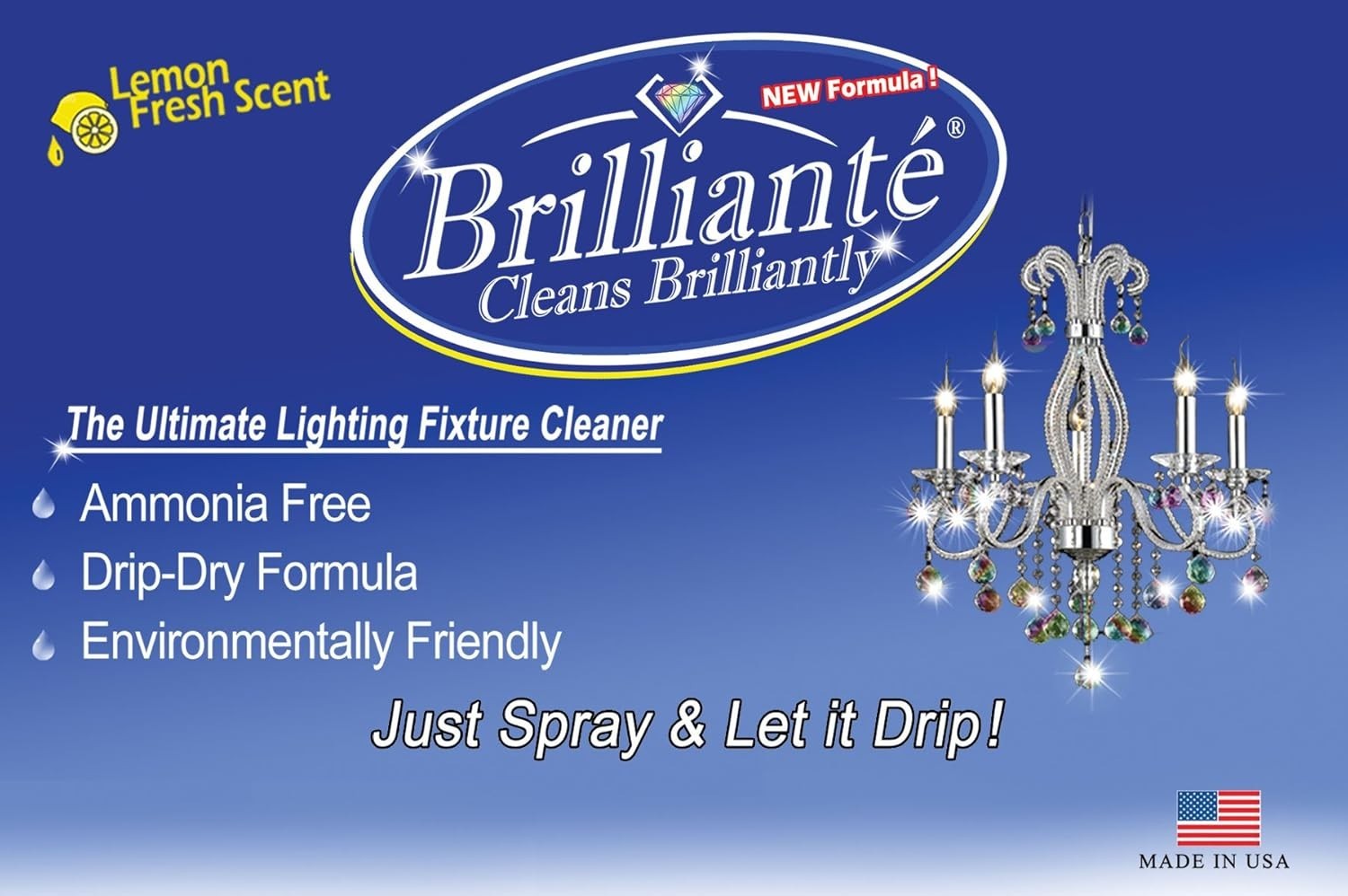 BRILLIANTE Crystal Chandelier Cleaner Manual Sprayer 32oz Environmentally Saf…