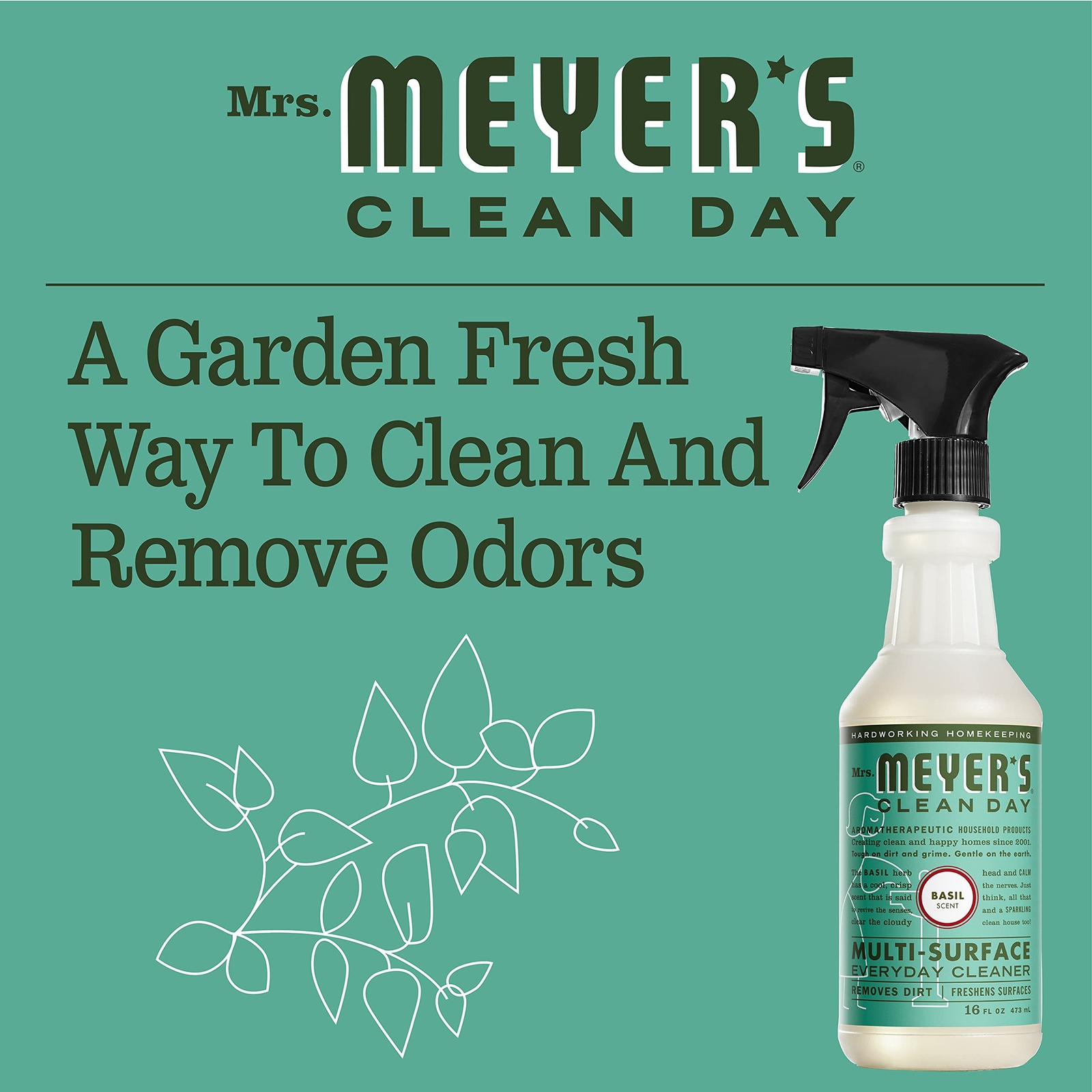 Mrs Meyer’s Clean Day Multi Surface Cleaner Basil Pack of 3 16 Fl Oz Cleaners