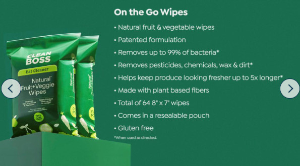 #(3) JOY CleanBoss Eat Cleaner Fruit & Veggie Wash & (1) Set Veggie 32 Wipes