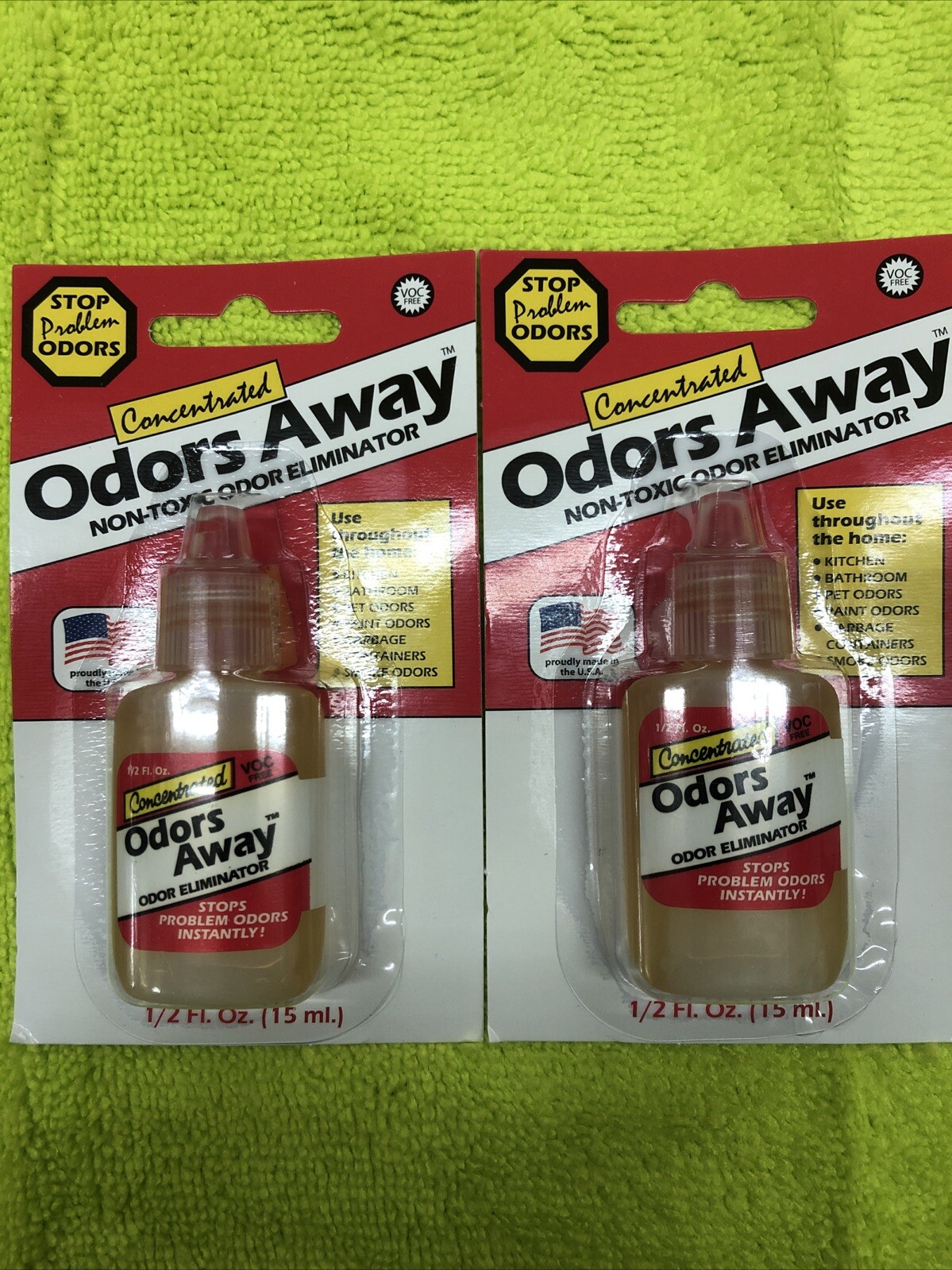 Odors Away Concentrated Odor Eliminator 1/2 fl oz Non-toxic lot of 2