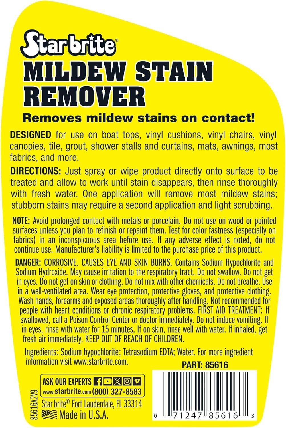 STAR BRITE Professional-Grade Mildew & Mold Stain Remover + Cleaner – Instant