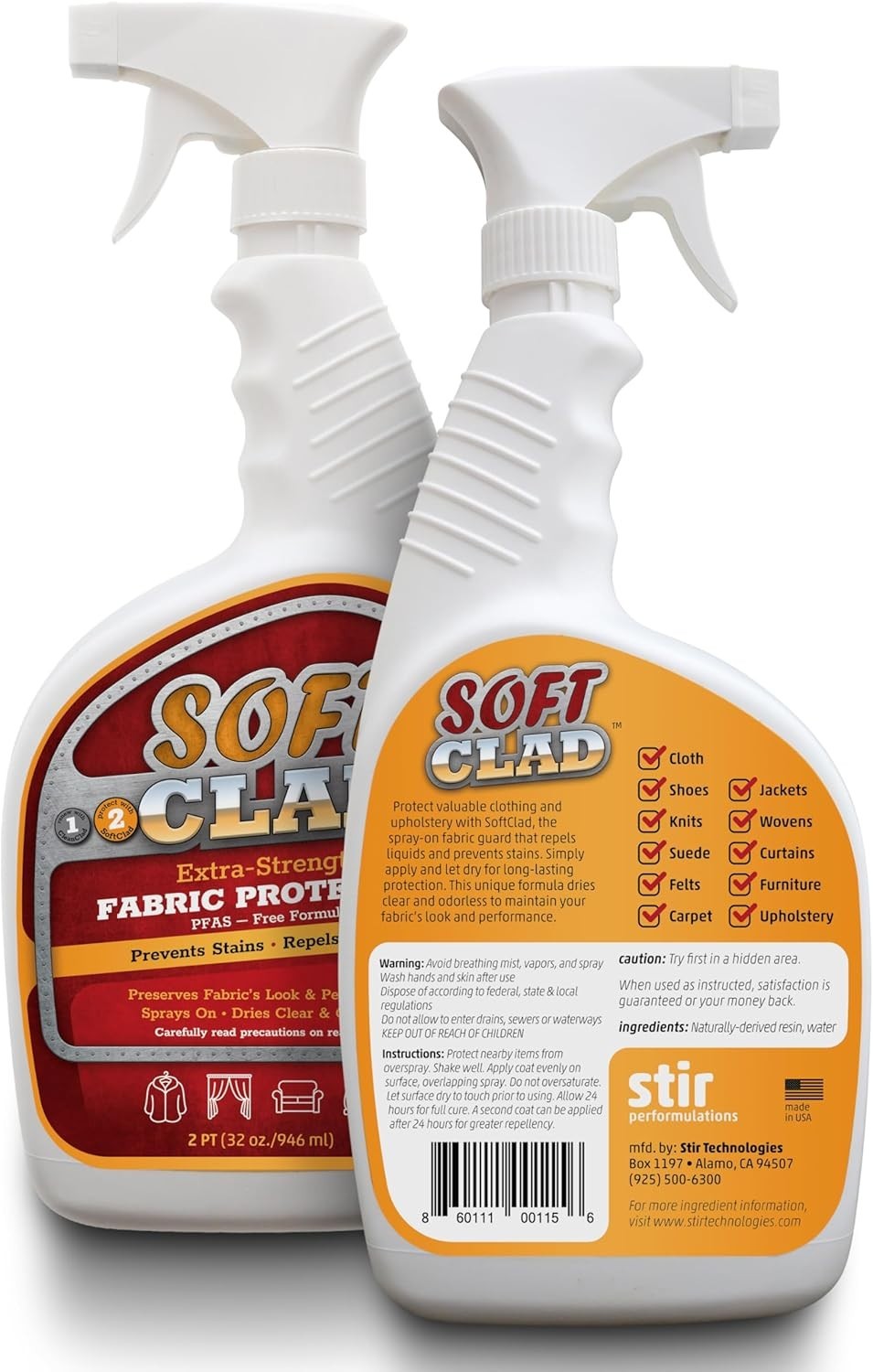 Unscented Extra Strength Fabric Spray – 32oz Safe for Indoor Use, Made in USA