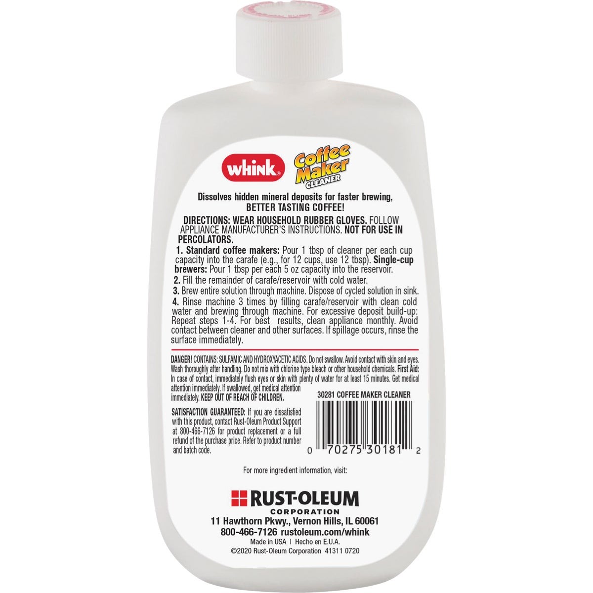 Whink 10 Oz. Automatic Coffee Maker Cleaner 30281 Whink 30281 070275301812