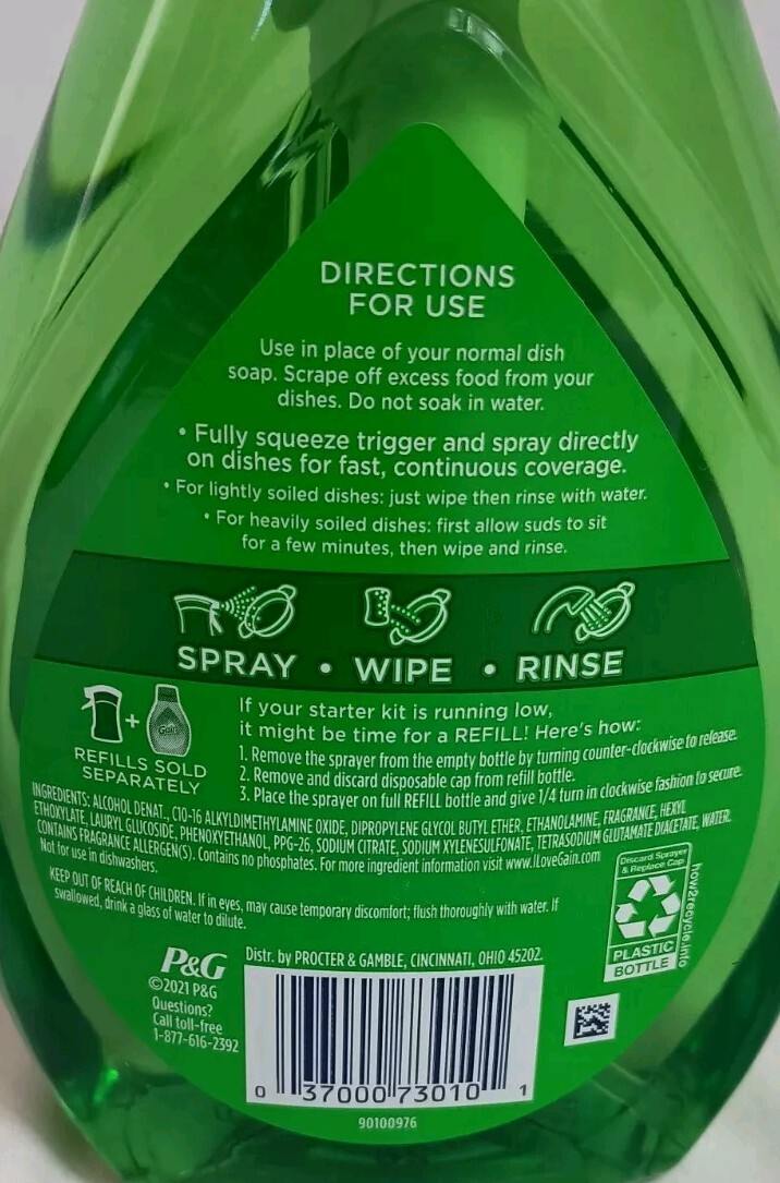 2X Gain Ultra Clean Power Blast Dish Spray Original Scent 16 Oz. Each