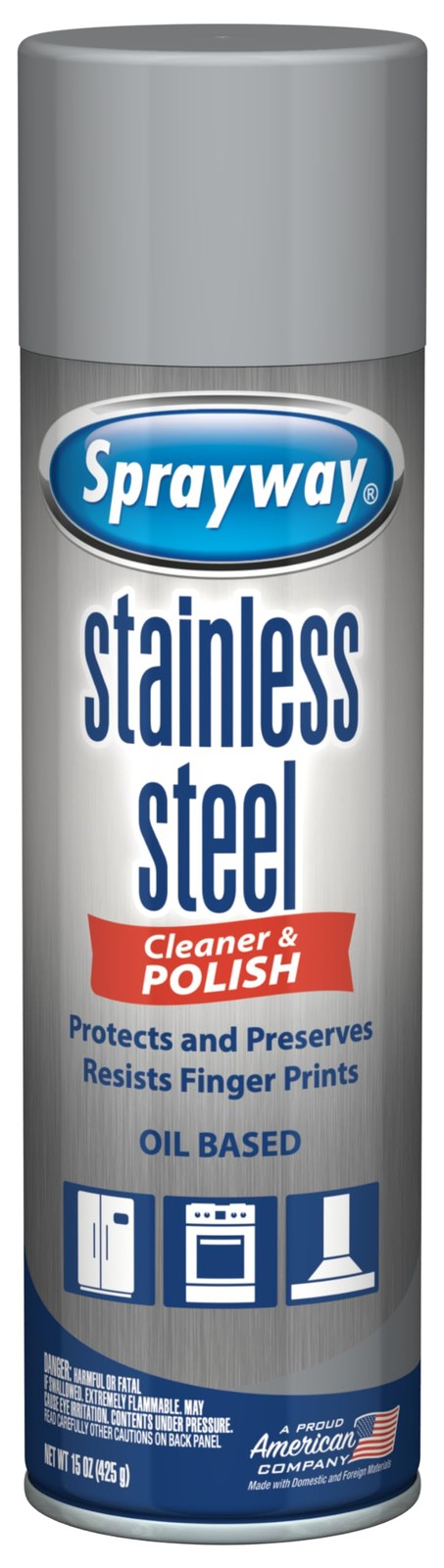 Sprayway SW841R Oil-based Stainless Steel Cleaner 15 Ounce (Pack of 1), Grey