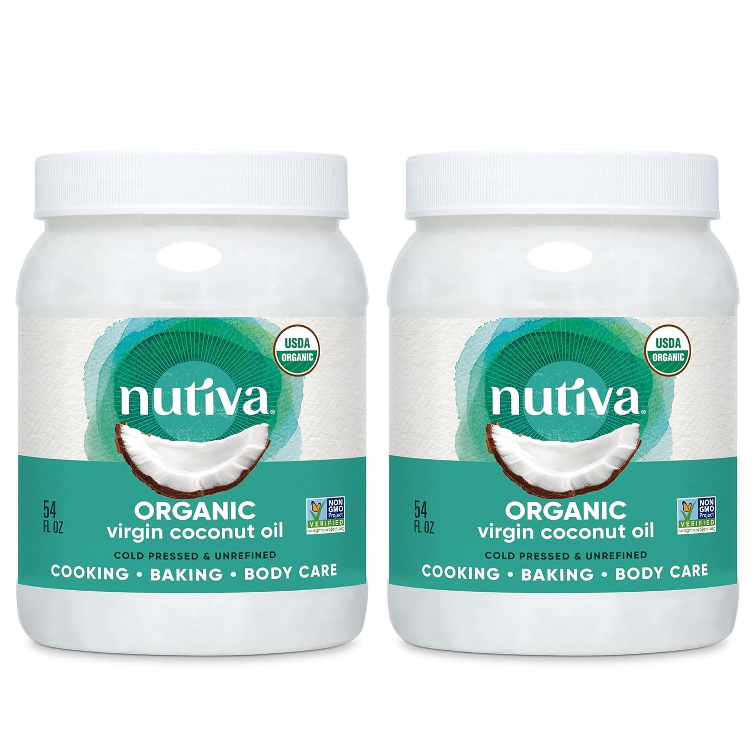 Nutiva Organic Cold-Pressed Virgin Coconut Oil, 54 Fl Oz (2 Pack) USDA Organic
