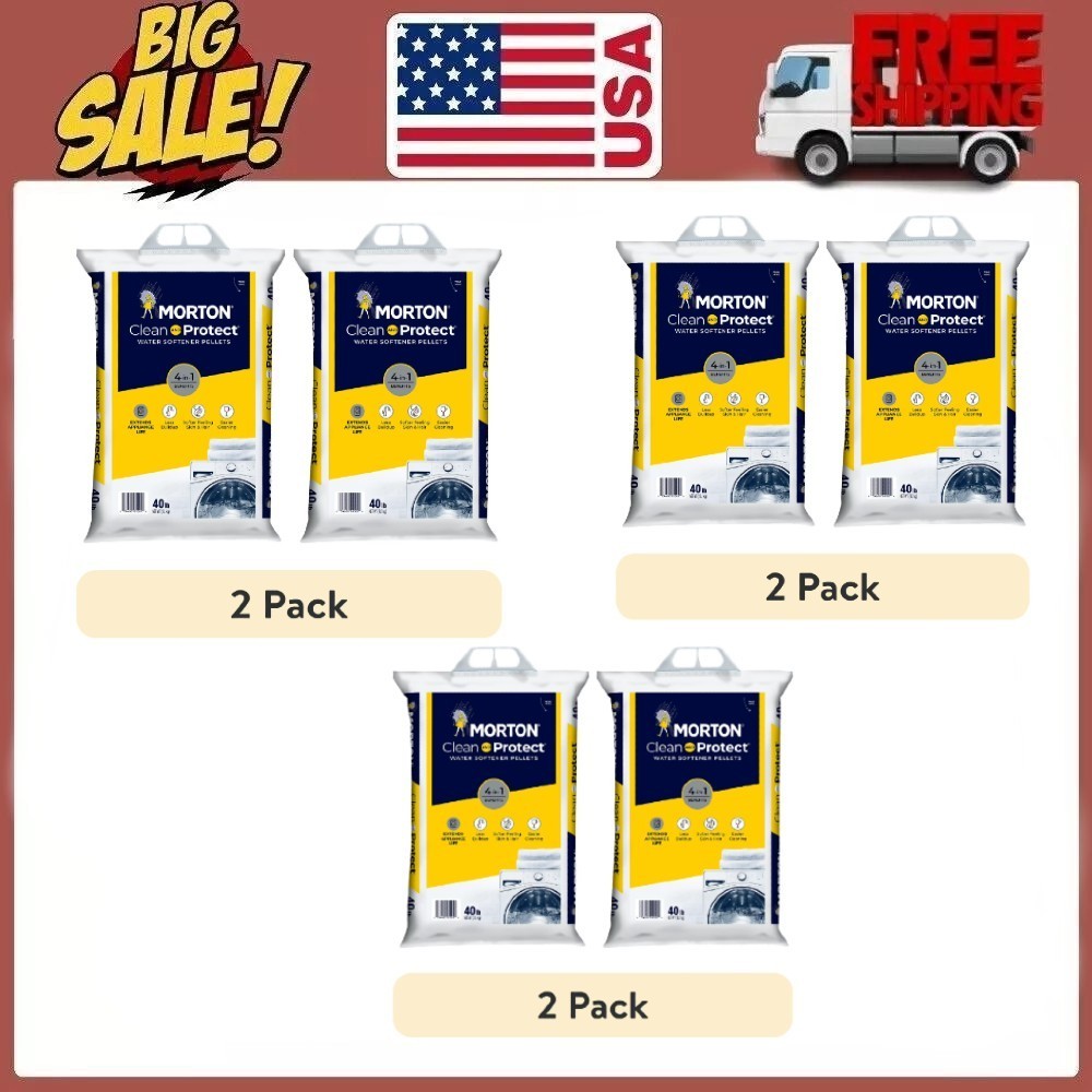 (6 pack) Morton Clean and Protect Water Softener Salt Pellets, 40 LB Bag