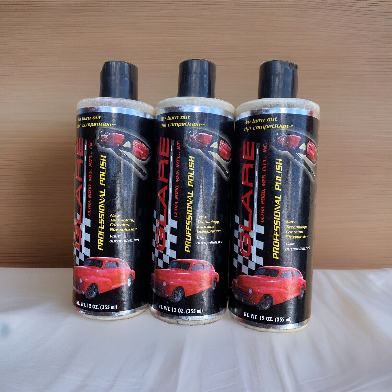 GLARE Ultra 2000 PROFESSIONAL Auto POLISH Wax NOT PESTICIDES 12OZ 3 Bottles Lot