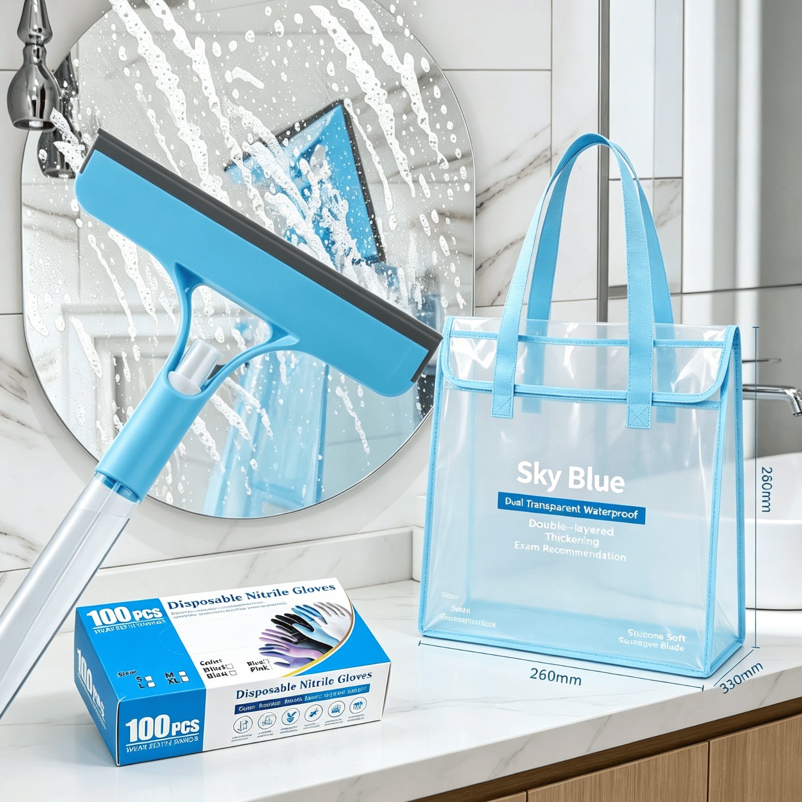 “3 In 1 Window Cleaner Set Waterproof Cleaning Kit With Gloves Storage Bag