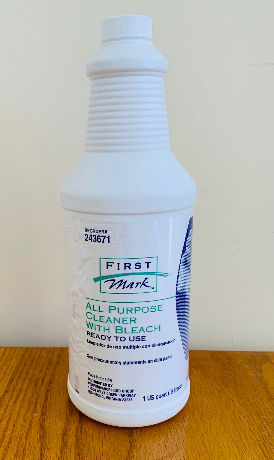 All purpose Cleaner with Bleach – First Mark Brand 1 Quart (0.9 liters)