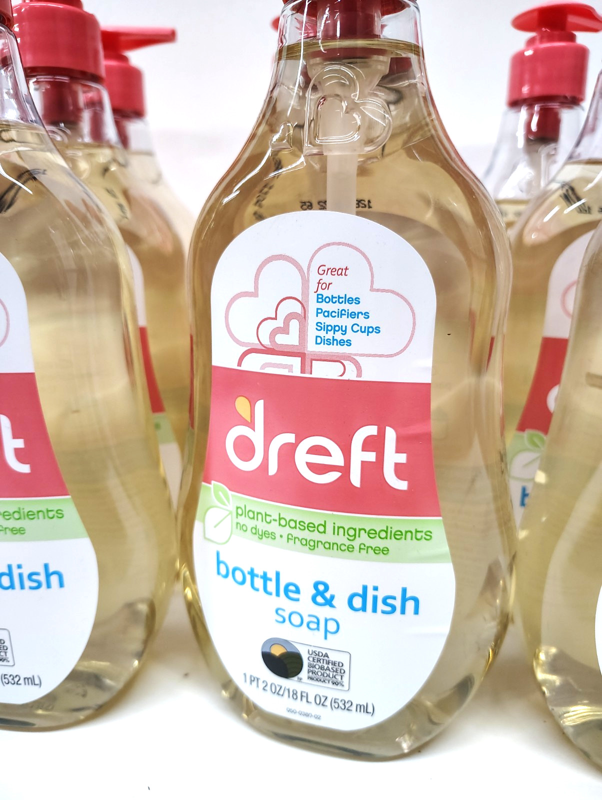 12 PK Dreft Bottle and Dish Soap, Fragrance Free Formula, Baby Bottle Wash, 18oz