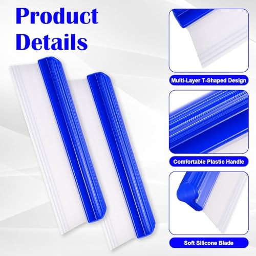 6 Pack 12 Inch Car Drying Squeegee, 3-Layer Silicone T-Bar Water Blade for Auto,