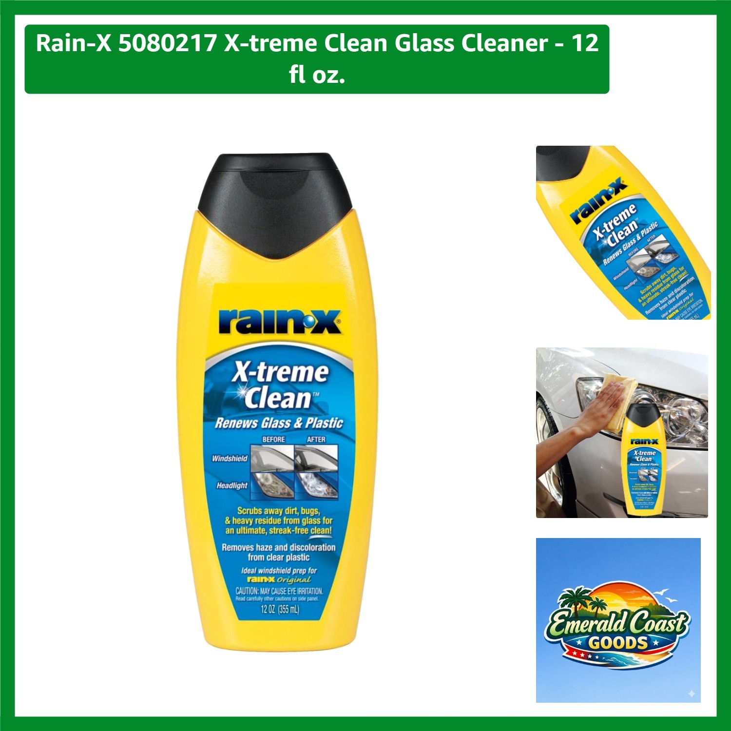 Ultimate 12 oz RainX Glass Cleaner – Removes Dirt, Bugs, Film for Clear Vision