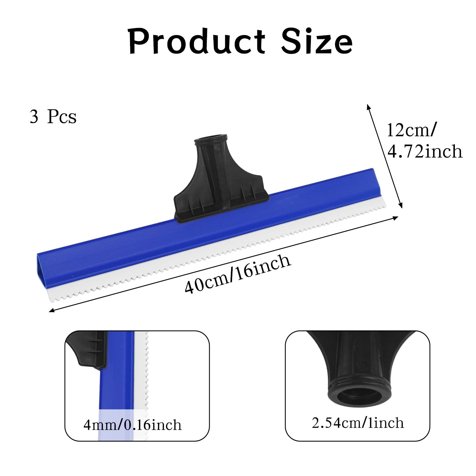ENIPEDITA 3 Pcs 16 Inches Epoxy Floor Squeegees Teeth Notched Squeegee for Se…