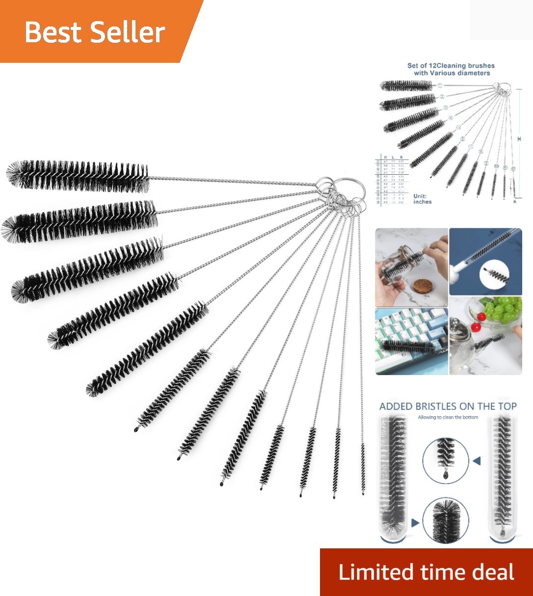 Straw Cleaner Brushes Sets, 12 Pieces 8.2 Inch Botthle Cleaning Brush and Nyl…