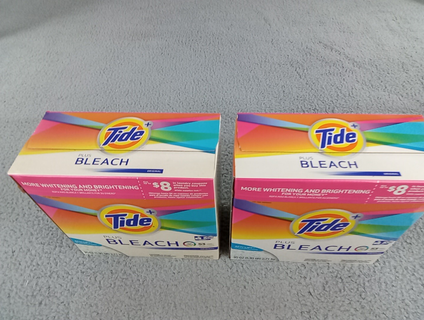 2x Tide Plus Bleach Acti-Lift Crystals Laundry Detergent Powder 95 oz