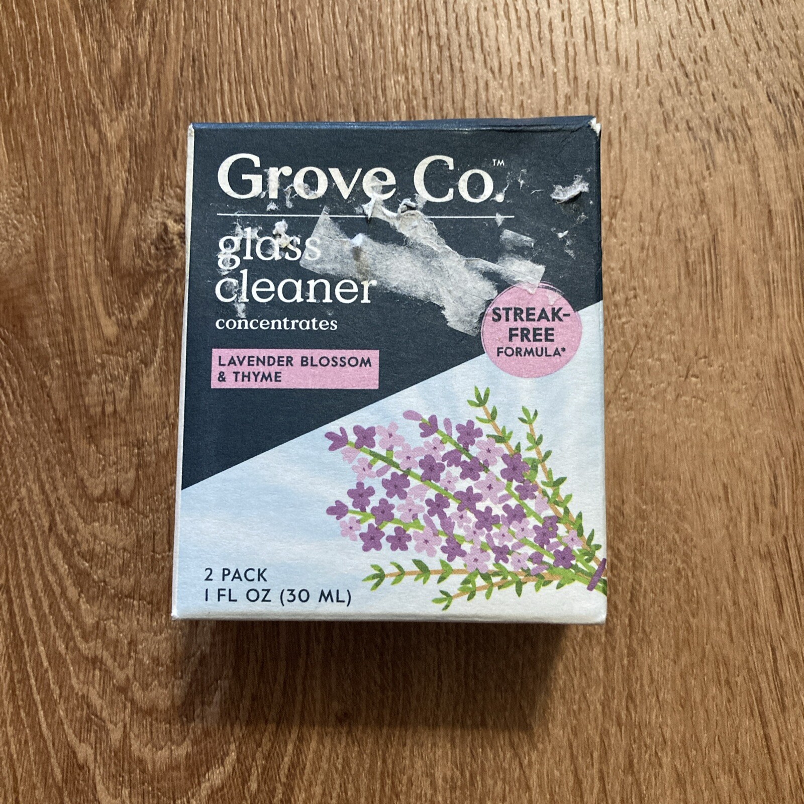 2 Pack Grove Glass Cleaner 1 oz Bottles Lavender & Thyme Concentrate All Natural